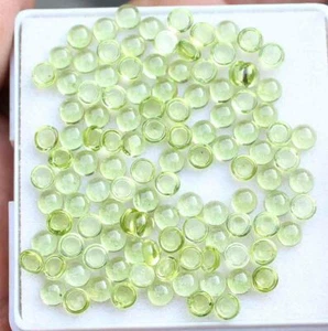 Lote de 118 tartas de piedras preciosas sueltas cabujón redondo de peridoto natural 4 mm 33,20 CT - Imagen 1 de 3