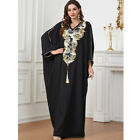 Ramadan Abaya Women Muslim Maxi Dress Embroidery Robe Dubai Kaftan Bat Sleeve