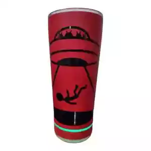 Tumbler with Bluetooth Speaker Red with Black Vinyl design add a name option - Picture 1 of 6
