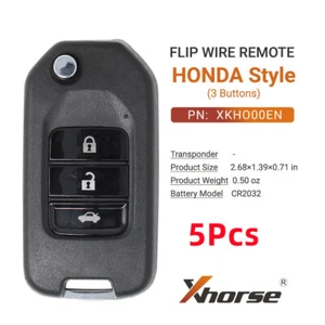 5Pcs Xhorse XKHO00EN Wire Remote Key For Honda Flip 3 Buttons Fit VVDI MAX Tool - Picture 1 of 7