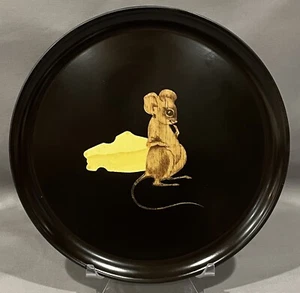 Couroc Of Monterey 10” Round “RARE” Mouse & Cheese Inlaid Tray - Picture 1 of 9