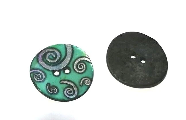 Perlmuttknopf grün Wirbel 15 mm 20 mm  25 mm Seco  Nähen Stricken - Bild 1 von 1