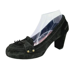 Zapatos de salón Nara con borlas Penny Mocasines 8,5 Verde Oscuro Tacón Bloque Cuero Preppy - Imagen 1 de 14