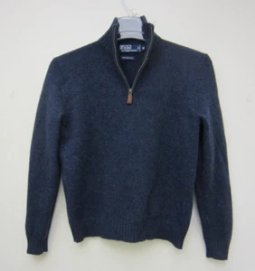 Polo Ralph Lauren Sweater 100% Lambs Wool Quarter Zip Pullover Sz Youth Teen M - Picture 1 of 14