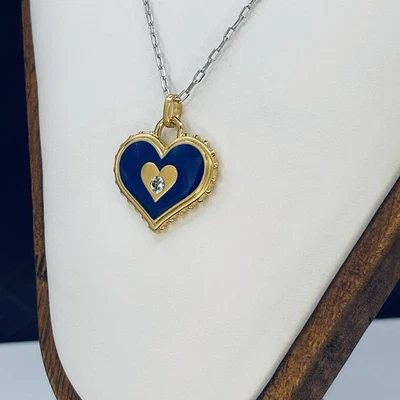 Collar Corazón Brighton Simply Encantador Fashionista Azul Tono Dorado Cristal Nuevo con Etiquetas Foto 1 de 4