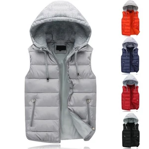 Warm Sleeveless Hooded Vest for Men Waterproof Cold Prevention Casual Jacket - Picture 1 of 48