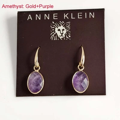 Pendientes colgantes ovalados de piedra Anne Klein elegantes para mujer fiesta vacaciones joyería 4 colores Foto 1 de 4