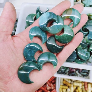 10Pcs Natural Moss Agate Reiki Gemstone Moon Crystal Quartz Healing Decorate - Picture 1 of 7