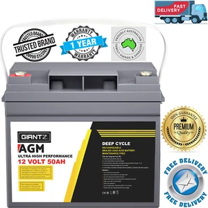 Giantz AGM Deep Cycle Battery 12V 50Ah Box Portable Solar Caravan Camping - Picture 1 of 8