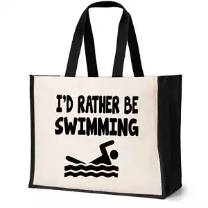 I'd Rather Be Schwimmtasche Tragetasche Geburtstag Geschenk Damen Canvas Shopper - Bild 1 von 7