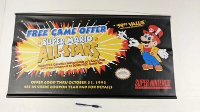 Super Mario All Stars '93 Vintage Style Store Display Banner Promo SNES Nintendo - Image 1 of 4