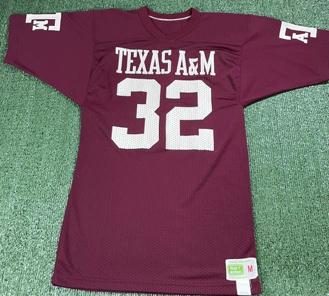 Vintage 80s Foot Action Football Jersey Medium Texas A&M University Made in USA Cover