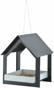 Esschert Hänge Futter Haus Vogelhaus Vogelhäuschen Nistkasten anthrazit weiß - Bild 1 von 3