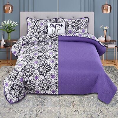 4 Piece Bedspread Coverlet Quilt Sets Soft Lightweight Reversible Bed Throw Sets • 28.99$