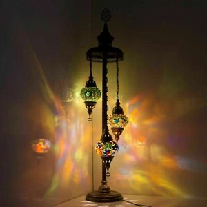 Türkische marokkanische Stil Mosaik mehrfarbige Flurlampe Licht 3 große Globe - Bild 1 von 4