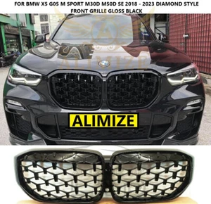 Para BMW X5 M SPORT SE G05 F95 M50d 30d 2018 DIAMOND PARRILLA DELANTERA NEGRA BRILLANTE - Imagen 1 de 5