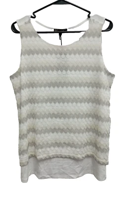 Camiseta sin mangas DG2 Diane Gilman para mujer talla grande blanca superpuesta de encaje sin mangas nueva con etiquetas Foto 1 de 4