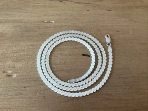 Shiny Sterling Silver Flat S Link  Chain Necklace 24” 4mm - Picture 1 of 6