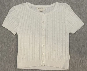 *Abercrombie*Girl's White Short Sleeve Button-Up Sweater By Abercrombie, Size XS - Picture 1 of 4