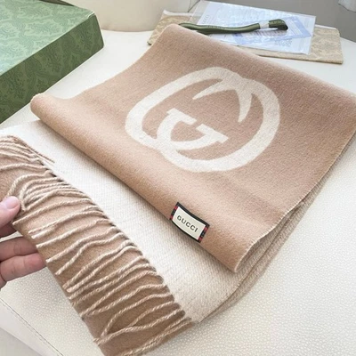 GUCCI 100% CASHMERE GG LOGO SCARF - Image 1 of 4
