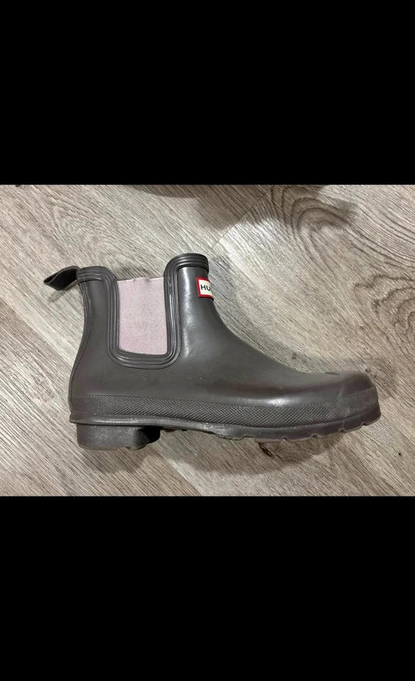 Botas de chuva impermeáveis Chelsea originais Hunter, cinza/marrom, tamanho 8 - Imagem 1 de 3