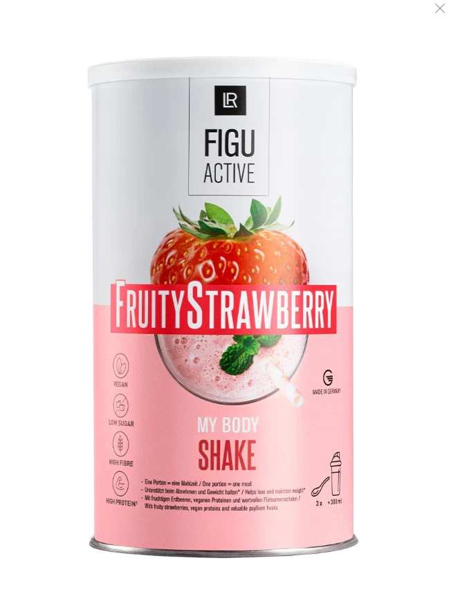 LR FIGUACTIVE Fruity Strawberry Erdbeer Shake 100% Vegan 496g (€57,44/kg) - Bild 1 von 1