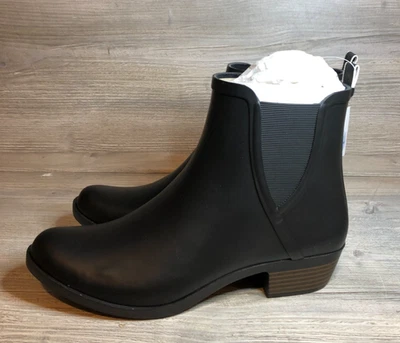 Botas de lluvia Lucky Brand Bunita negras con cremallera de goma botines al tobillo para mujer 10 M Foto 1 de 4