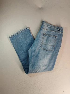 Pantalones de mezclilla Plugg para hombre 42X32 azules relajados rectos lavado medio holgados lisos 5 bolsillos Foto 1 de 4