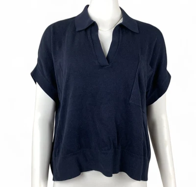 Banana Republic Sweater XS/S Blue Womens Boxy Short Sleeve V Neck Collar Cotton - Image 1 of 4