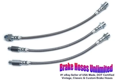 КОМПЛЕКТ ТОРМОЗНЫХ ШЛАНГОВ ИЗ НЕРЖАВЕЮЩЕЙ СТАЛИ Chevrolet Nova 1969 1970 1971 1972, барабан - Изображение 1 из 2