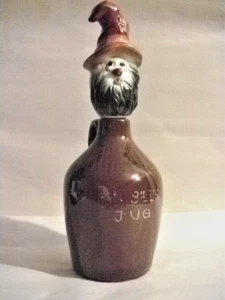 OLD TIMEY "HILLBILLY JUG" GREY BEARD HEAD & HAT CORK, HANDLE BROWN CERAMIC 10" - Picture 1 of 16