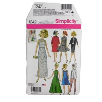 Simplicity 1242 Doll Clothes Sewing Pattern 11.5" Dolls Uncut Jumpsuit Dress - Image 1 of 4