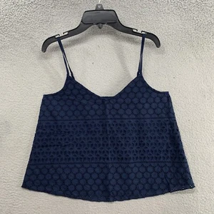NWT Hollister Women’s Eyelet Swing Spaghetti Strap Navy Blue Crop Top Size S - Picture 1 of 13