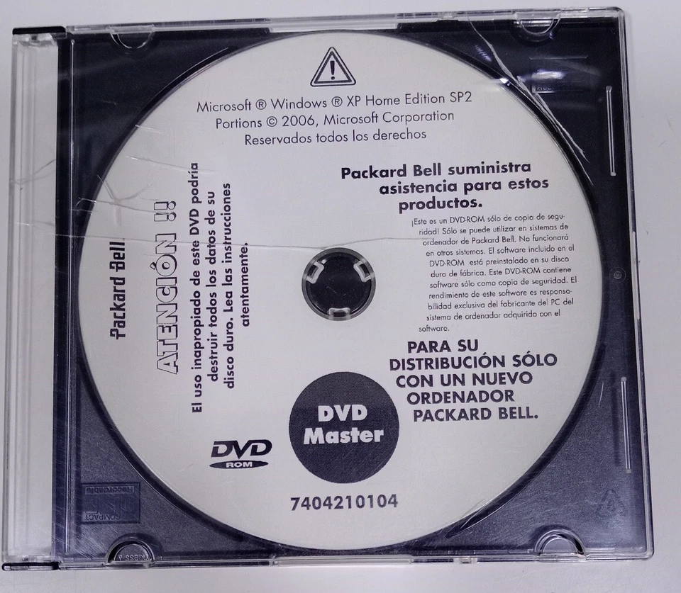 DVD Master Packard Bell Windows XP Home Edition SP2 2006 - Imagen 1 de 1