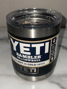 Yeti 10oz Vacuum Insulated Stainless Steel & Black Lowball Rambler with Lid - Picture 1 of 7