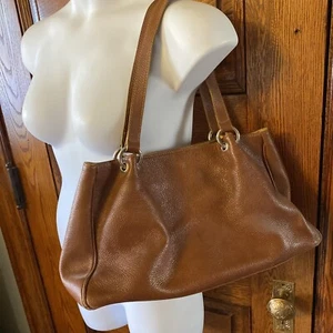 CLAUDIA FIRENZE Made in Italy Chestnut Brown Textured Leather, HANDBAG BAG PURSE - Picture 1 of 8
