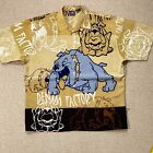 Y2K Hip Hop Shirt Mens XXL Beige Gold Grunge Graffiti Bulldog 2000s USA AOP