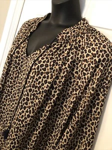 NWT Crown & Ivy Flowy Tunic Top Blouse Animal Print 3X Silky Tassels - Picture 1 of 5