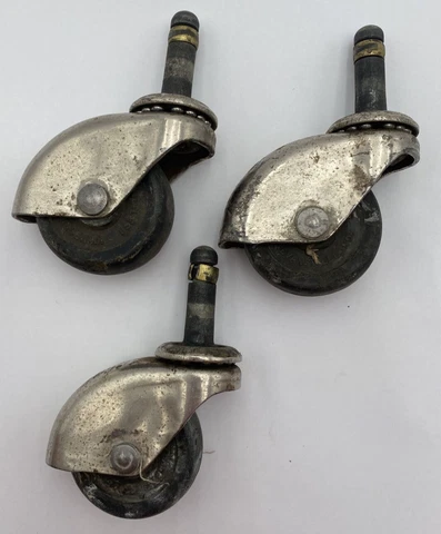 Noelting Faultless Heavy Duty Caster Wheels Metal Cover Swivel Lot Of 3 Vtg 2" Cover