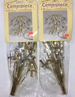 Lot Of 2 Mini Cascade Centerpiece with Christian Crosses, 8.5” Tall - Image 1 of 4