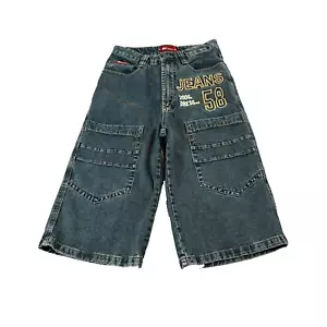 Draft Ox Shorts W28 Baggy Cargo Jeans Jorts Skater Grunge Hip Hop Y2K Blau 90s - Bild 1 von 14