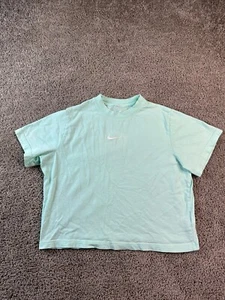 Nike Sportswear Shirt Girls Extra Large Vapor Green White Center Swoosh FLAW - Picture 1 of 10