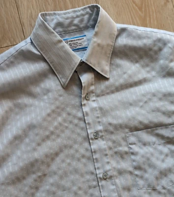 Camisa social Sears vintage anos 80 Perma-Prest bebê azul poliéster / tamanho grande 16,5 - Imagem 1 de 4