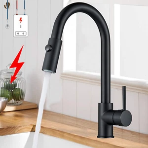 Schwarz Küchenarmatur Niederdruck Wasserhahn Ausziehbar brause Spültischarmatur - Bild 1 von 12