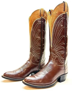 Damen-Cowboy-Westernstiefel Tony Lama Vintage Black Label groß braun Leder Größe 5,5B - Bild 1 von 10