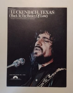 Rare Waylon Jennings Luckenbach Texas 1977 Sheet Music - Picture 1 of 4