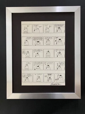 Charles Schulz + Assinado Vintage 1968 Peanuts Snoopy Desenho Animado + Nova Moldura de Prata $ - Imagem 1 de 3