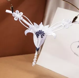 Perlen String ouvert Weiss Schmuck gewagt Dessous Slip sexy Reizwäsche S M L - Bild 1 von 14