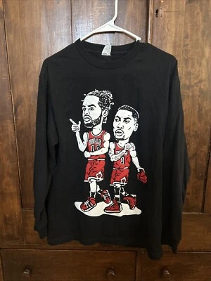 Derrick Rose Joakim Noah Chicago Bulls Vintage Caricature Long Sleeve Shirt - Image 1 of 3