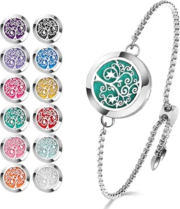 Essential Oil Diffuser Bracelet Stainless Steel Aromatherapy Gift Set for Women - Picture 1 of 8